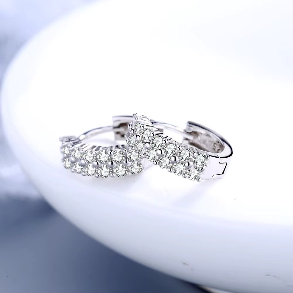 Sterling Silver Crystal Zircon Stud Earrings for Women | Elegant Everyday Jewelry
