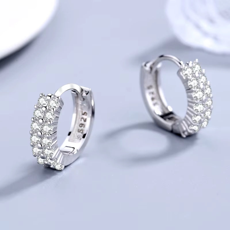 Sterling Silver Crystal Zircon Stud Earrings for Women | Elegant Everyday Jewelry