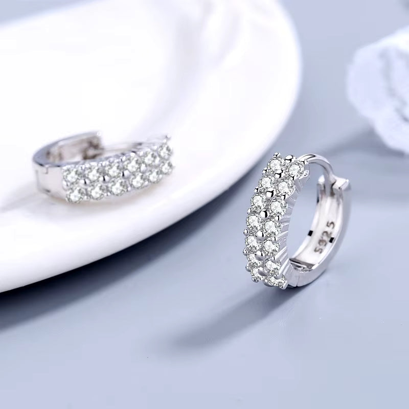 Sterling Silver Crystal Zircon Stud Earrings for Women | Elegant Everyday Jewelry