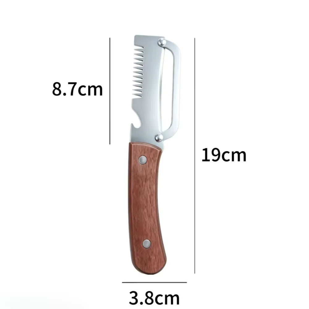 3-in-1 Multifunctional Fruits and Vegetable Peeler | Wooden Handle Kitchen Tool for Home Use