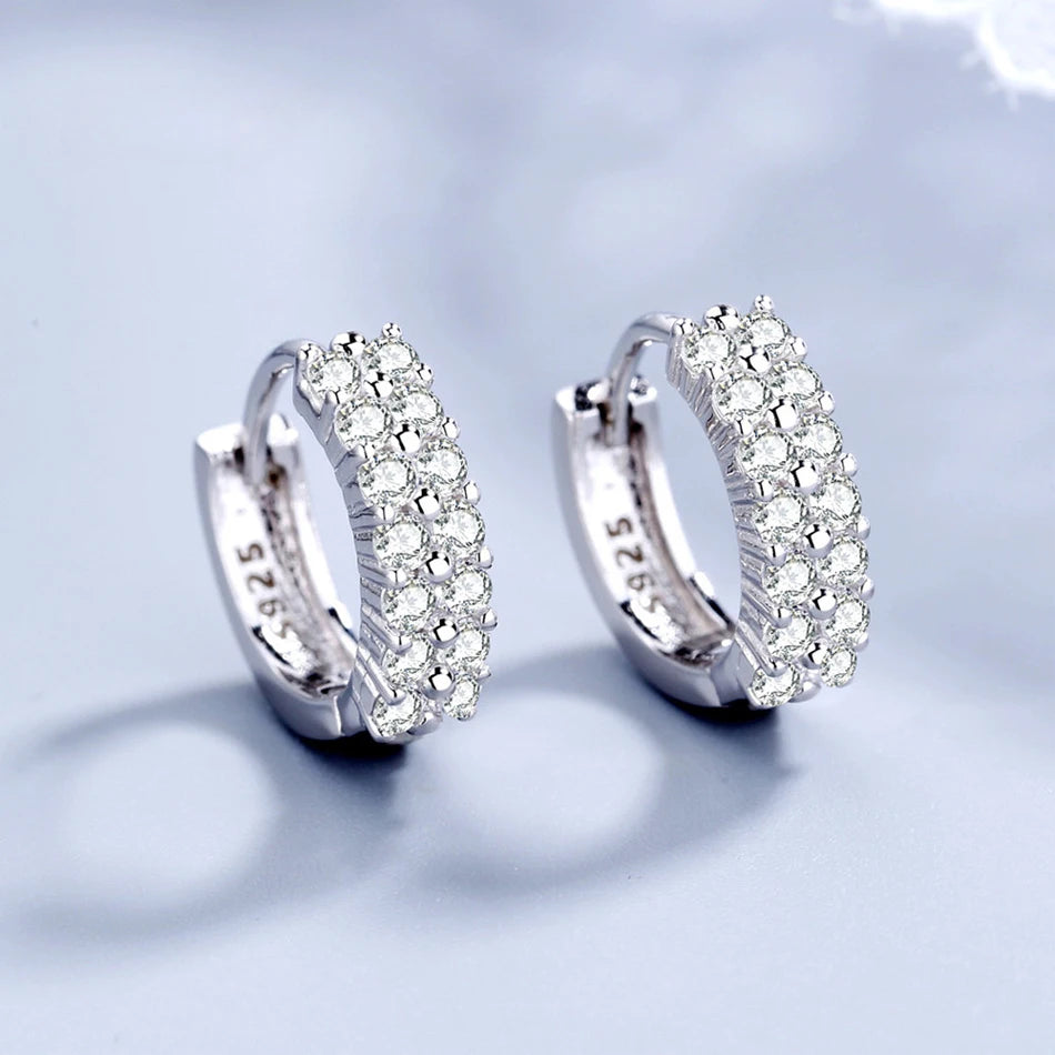 Sterling Silver Crystal Zircon Stud Earrings for Women | Elegant Everyday Jewelry
