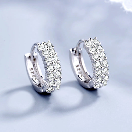 Sterling Silver Crystal Zircon Stud Earrings for Women | Elegant Everyday Jewelry
