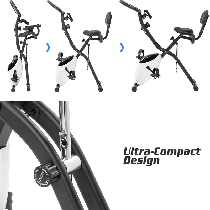 Folding Exercise X-Bike with 16-Level Resistance & Backrest