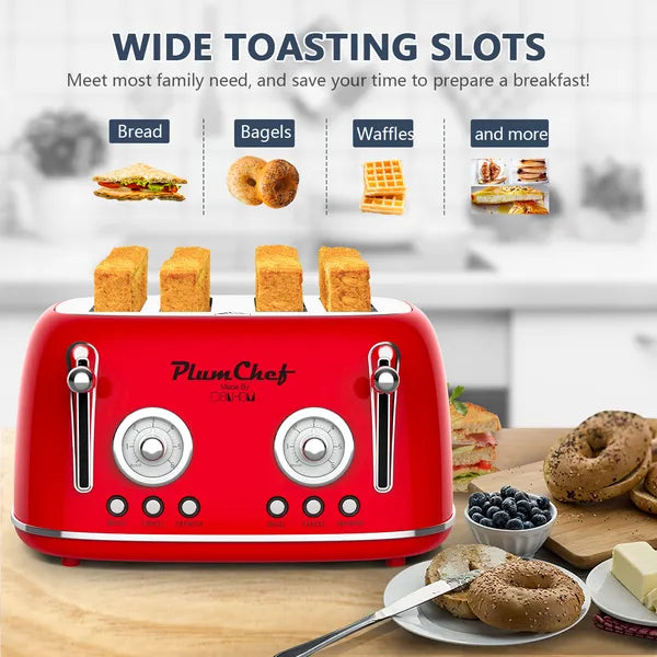 4 Slice Retro Toaster with Warming Rack