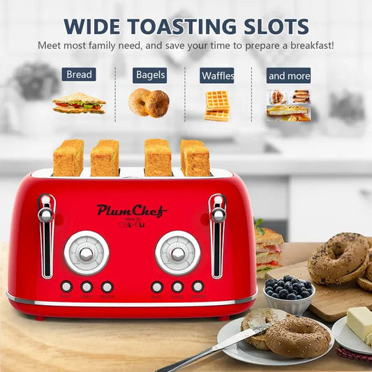 4 Slice Retro Toaster with Warming Rack