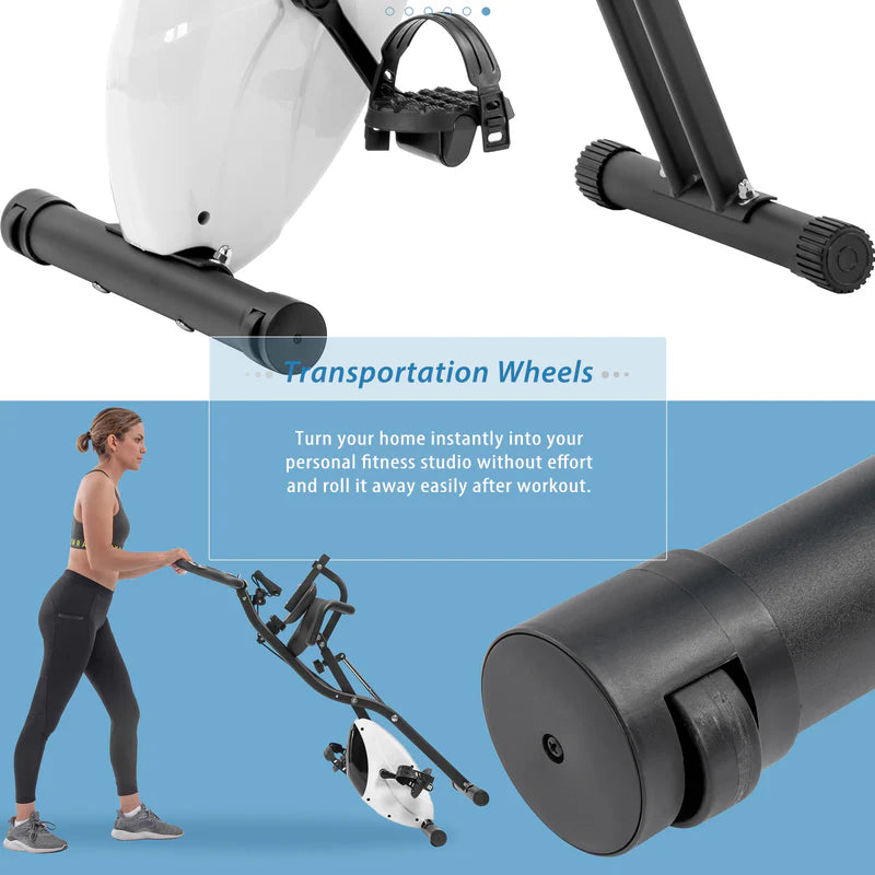 Folding Exercise X-Bike with 16-Level Resistance & Backrest