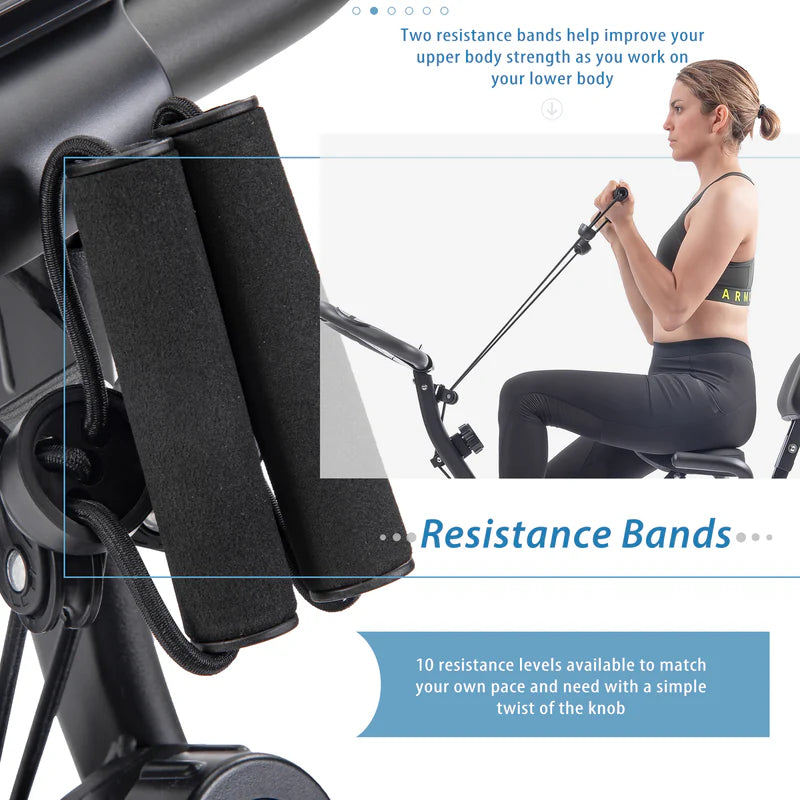Folding Exercise X-Bike with 16-Level Resistance & Backrest