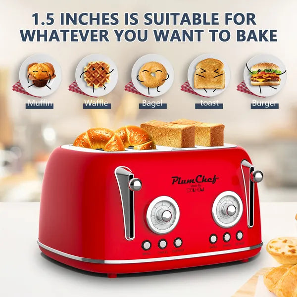 4 Slice Retro Toaster with Warming Rack