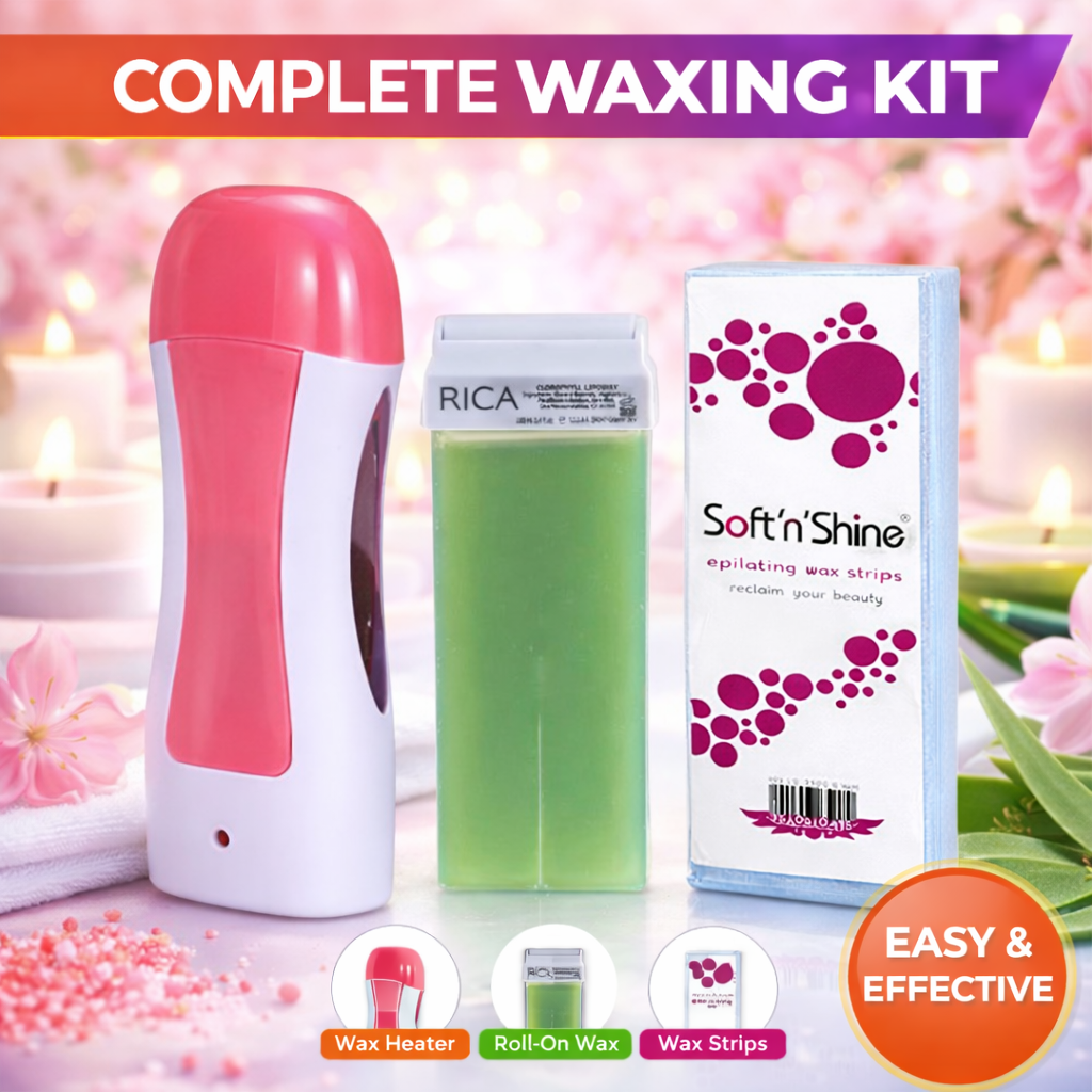 Complete Roll-On Waxing Kit | 3-in-1 Complete Waxing Kit for Women | Roll-On Wax Heater Set