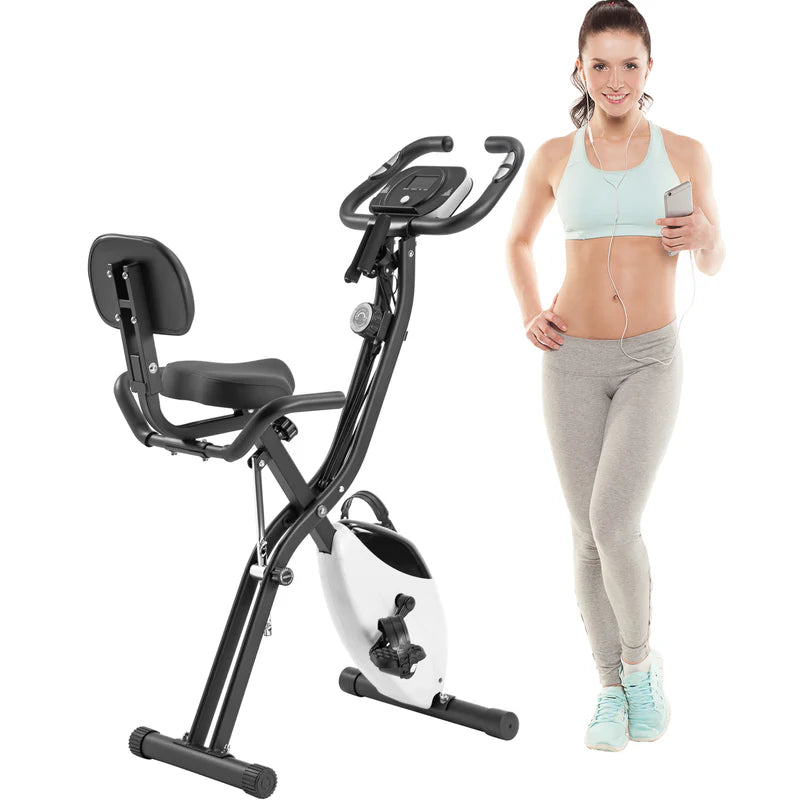 Folding Exercise X-Bike with 16-Level Resistance & Backrest