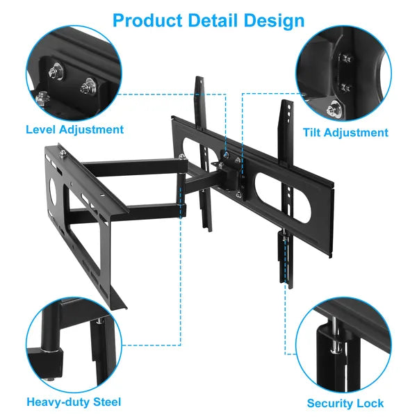 Full Motion TV Wall Mount for 37–70" TVs (VESA 600×400)