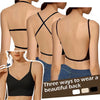 Women's Invisible Deep U Plunge Backless Push Up Bra with Transparent Straps