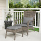 Wicker Adirondack Chair Fire Pit Chair w/ Ottoman & Cushions, Gray