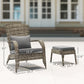 Wicker Adirondack Chair Fire Pit Chair w/ Ottoman & Cushions, Gray