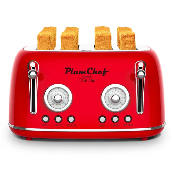4-Slice Retro Toaster with Removable Crumb Tray