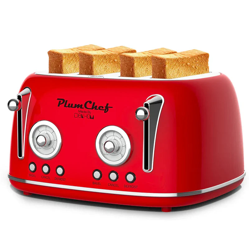 4-Slice Retro Toaster with Removable Crumb Tray