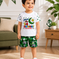 14 August Pakistan Independence Day Boys Printed Shirt & Shorts Set | Green White Kids Summer Dress | 14 August Celebration Outfit