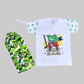 14 August Pakistan Independence Day Boys Printed Shirt & Shorts Set | Green White Kids Summer Dress | 14 August Celebration Outfit